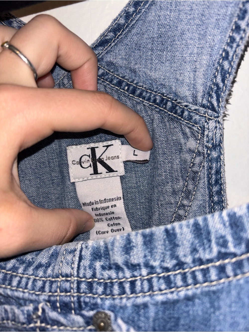 Vintage 90s Y2K Calvin Klein Shortalls Bib Overalls Women Large Carpenter USA - Picture 3 of 6